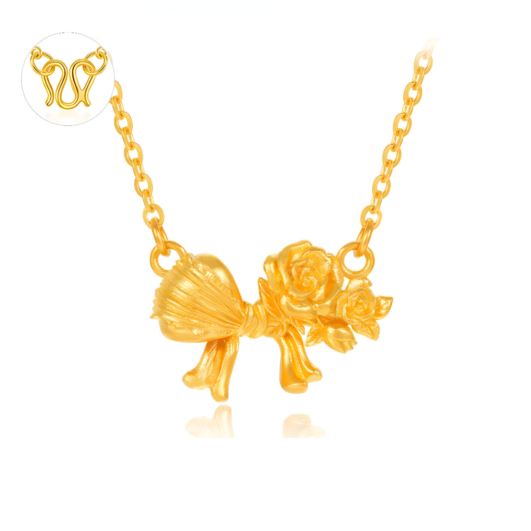 24K Pure Gold Butterfly Bow Tie Pendant Lovely Gift Necklace - Gypsophila Co.