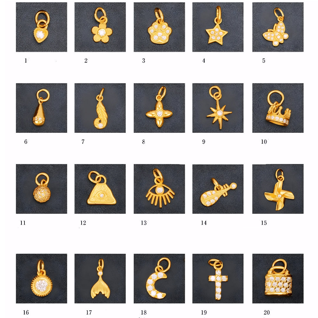 24k Pure 999 Gold Moissanite Star Moon Butterfly Gourd Small D.I.Y Charm