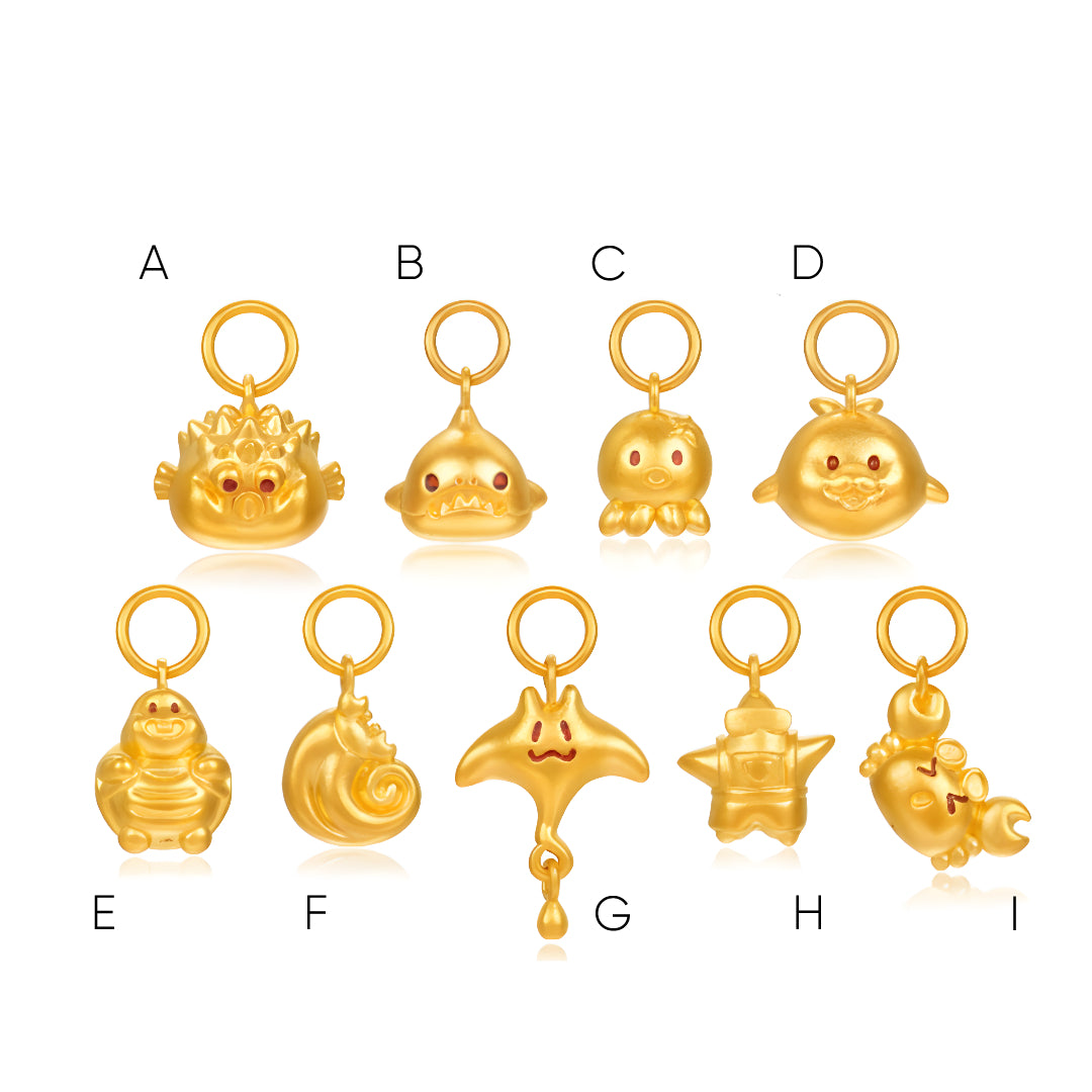 24k Real Gold Sea World Animal Fish Octopus Crab Sea Star Charm D.I.Y Pendant - Gypsophila Co.