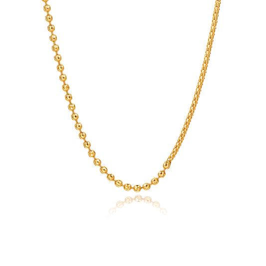 18K Real Gold Cat eye Beads chain Necklace