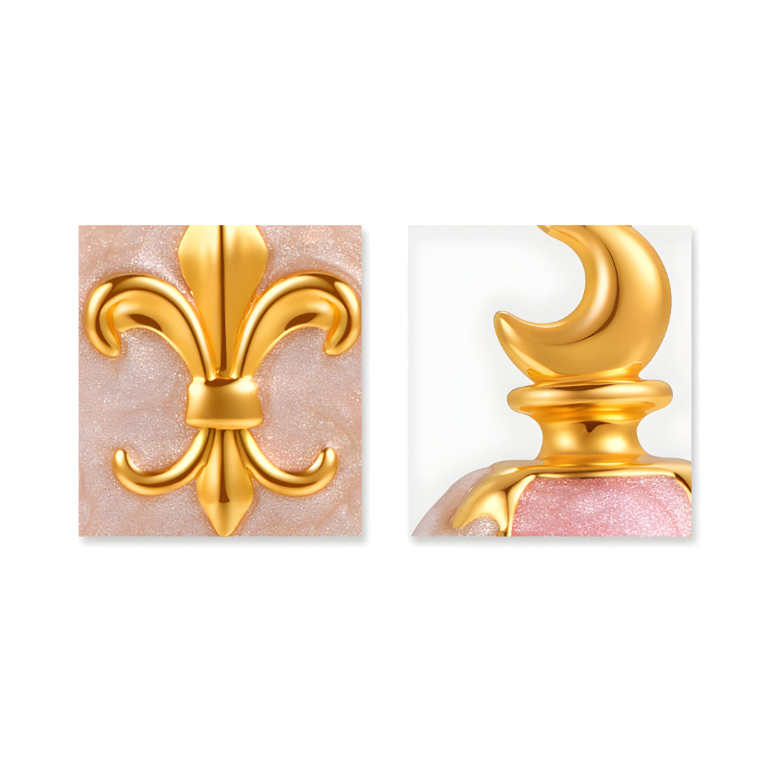 24K Pure Gold Pink Enamel 5D Hard Gold Dog Happy Face Bow and Perfume Bottle Charm D.I.Y Pendant - Gypsophila Co.