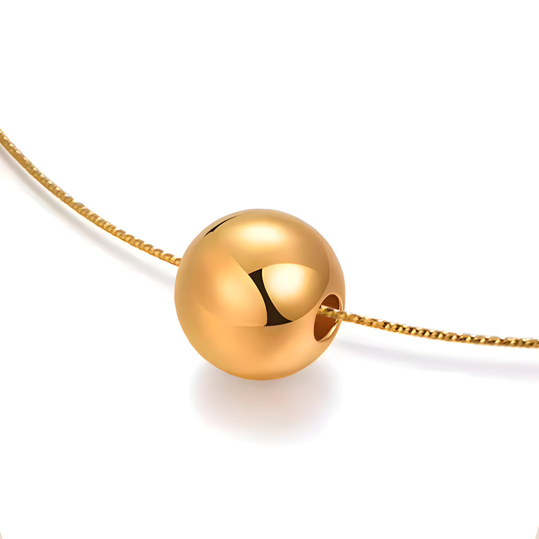 24K Real Gold 5D Hard Gold Ball Minimal Minimalist Pendant