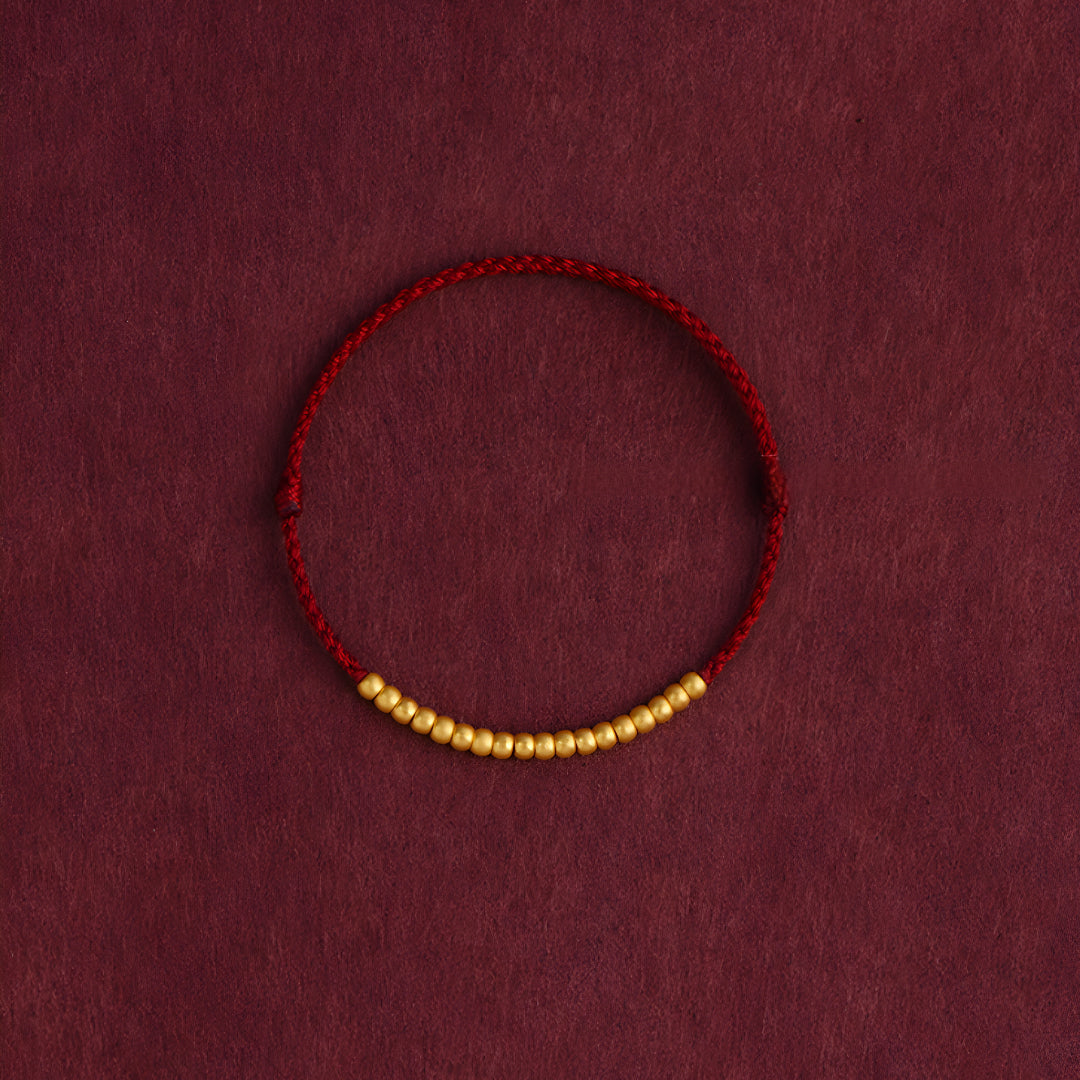 24k Solid 999 Gold Beads Red Rope Bracelet for Men and Women Blessing and Peace Braided Bracelet