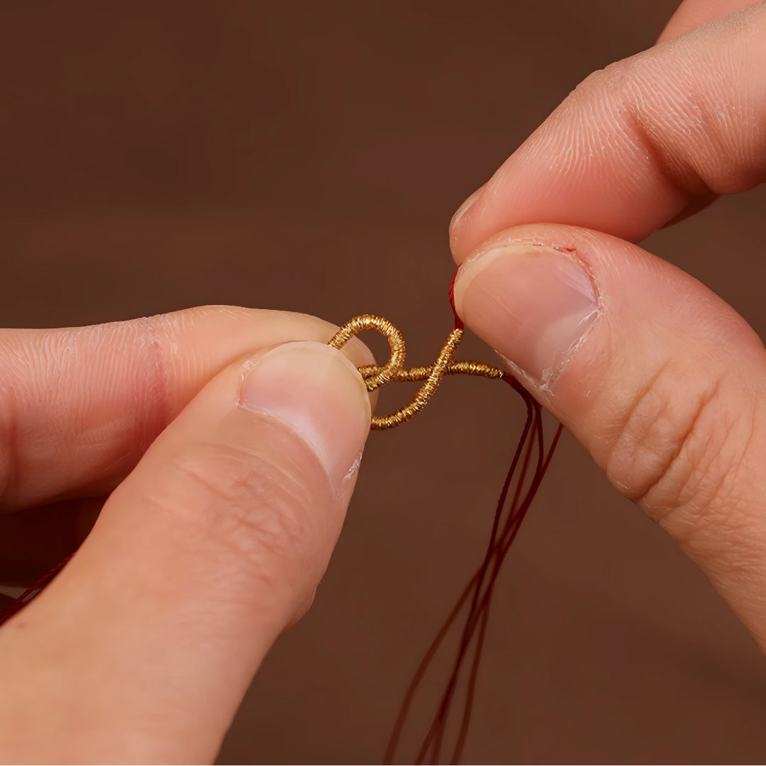 24k Solid 999 Gold Bell Charm Fine Woven Ultra-thin 3D Hard Gold Red Rope Braided Bracelet and Anklet