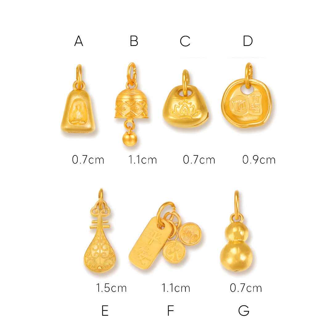 24k Real Gold Seven Treasures Exquisite Gold Pendant Blessings Charm D.I.Y