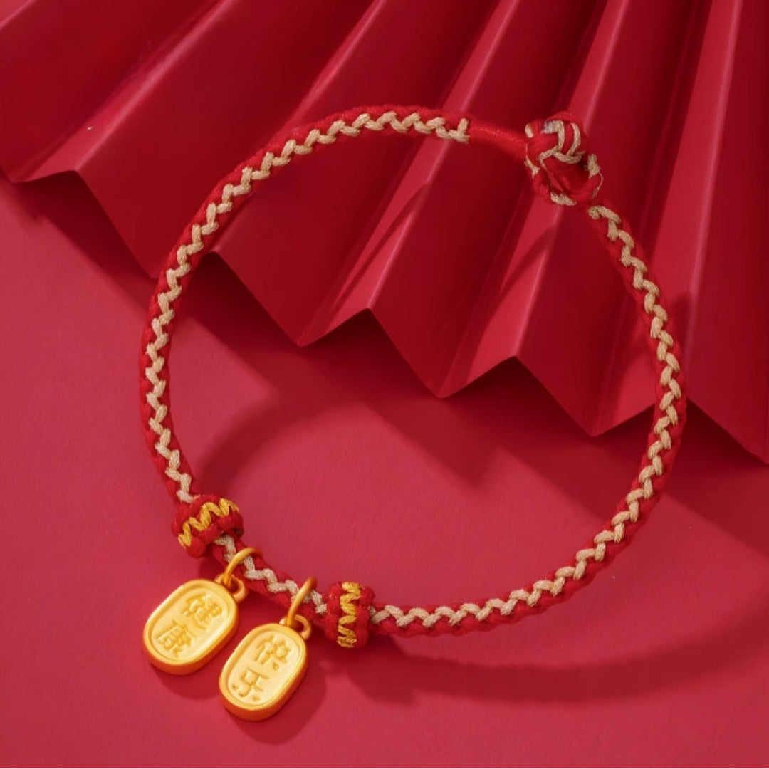 24k Pure 999 Gold Lucky Chinese Message Lucky Happy Blessing D.I.Y Charm