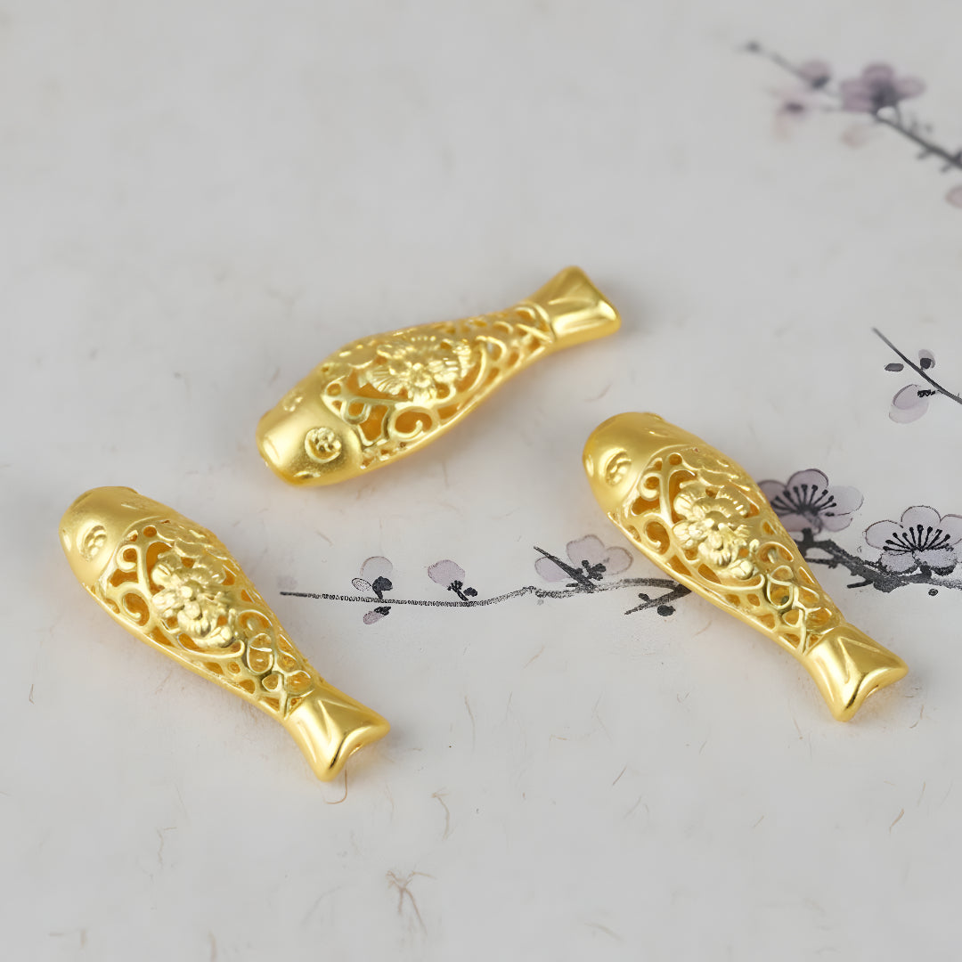 24K 999 Real Gold Pure Gold Koi Fish Good Luck and Fortune D.I.Y Charm Pendant