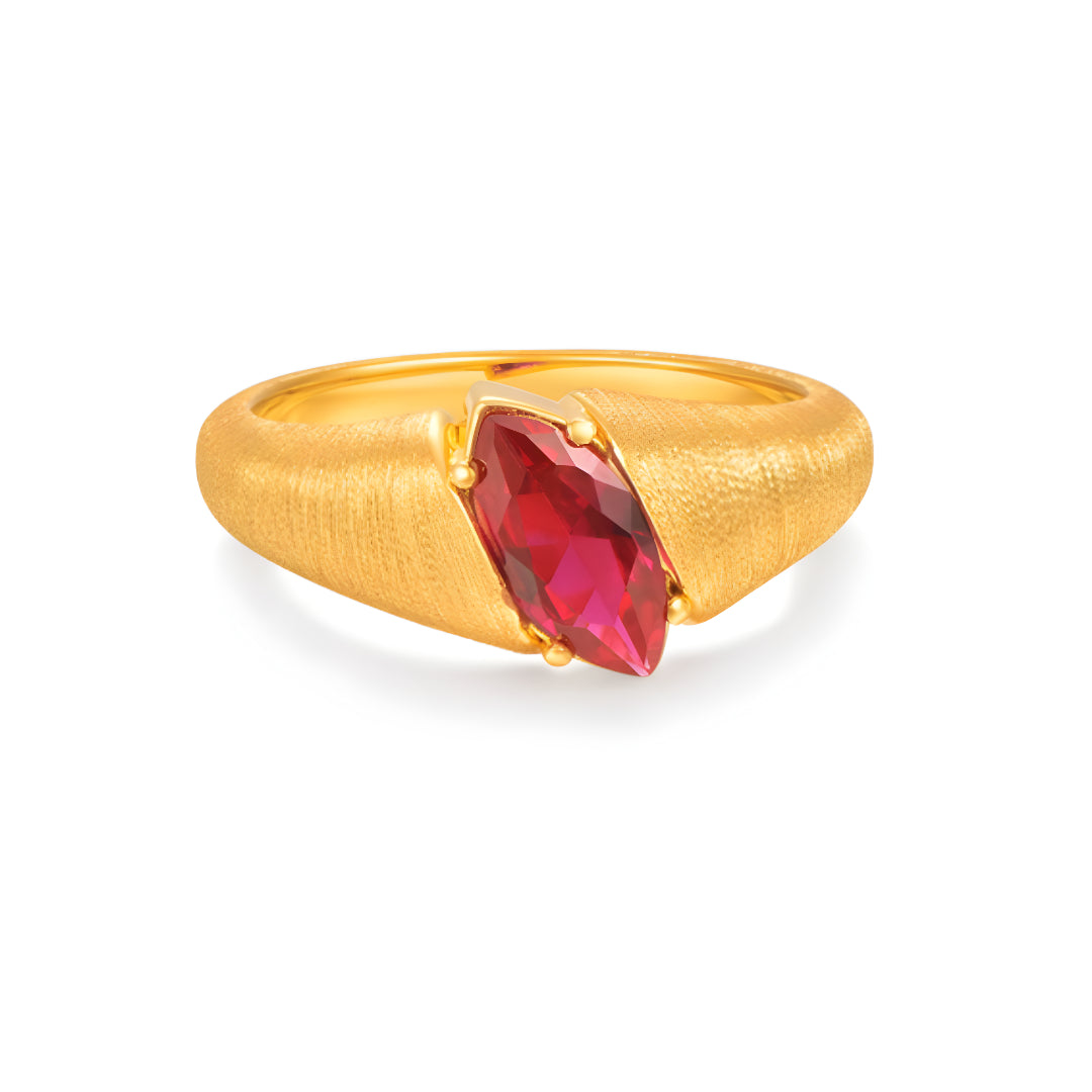 24K Pure Gold Synthetic Ruby Stacking Ring