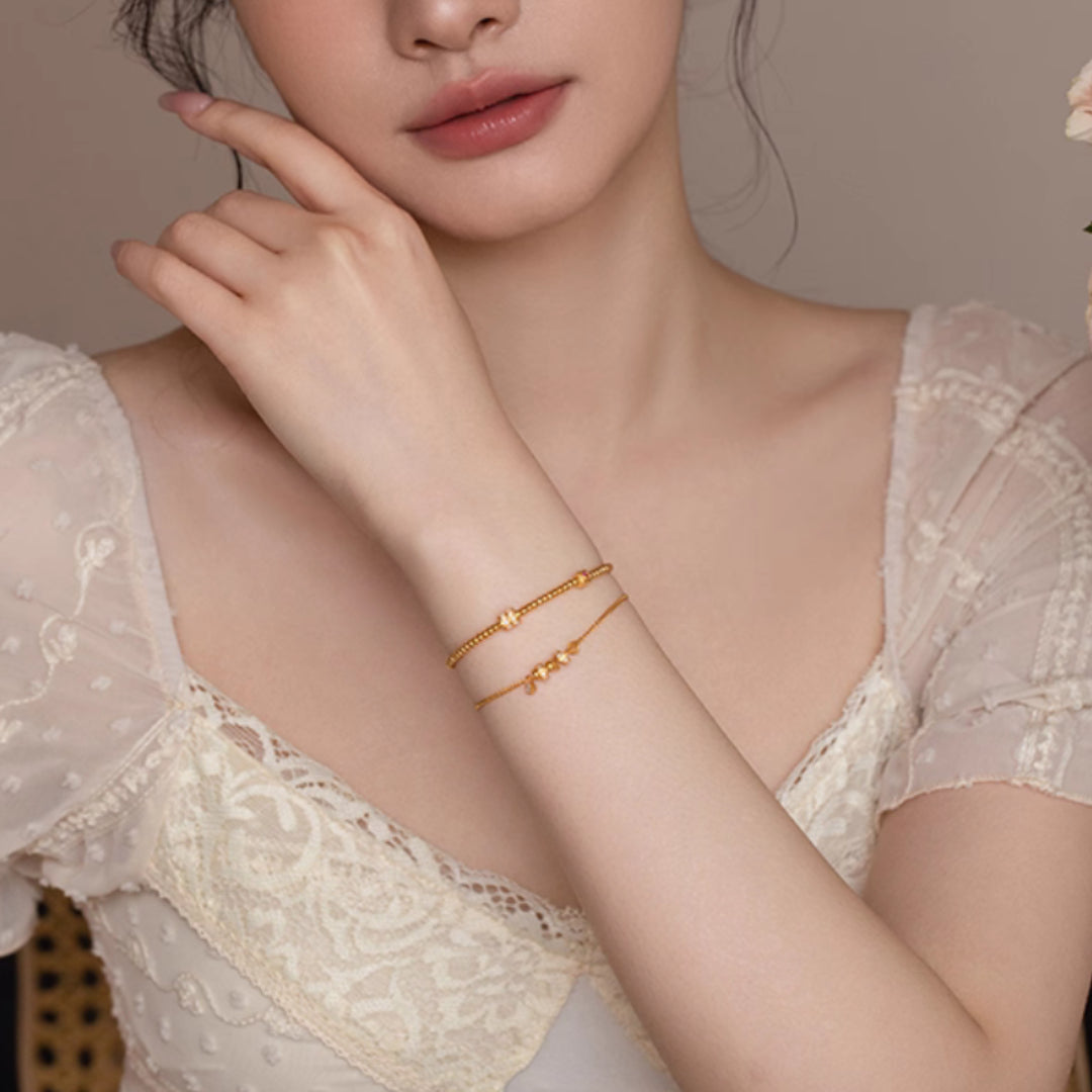 24K Real Gold Galaxy Star on the wrist Moissanite Charms Chain Bracelet