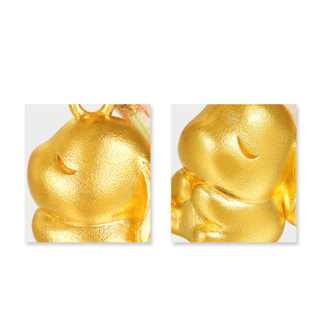 24K Pure Gold Blessing Wishing Rabbit Bunny Pendant - Gypsophila Co.