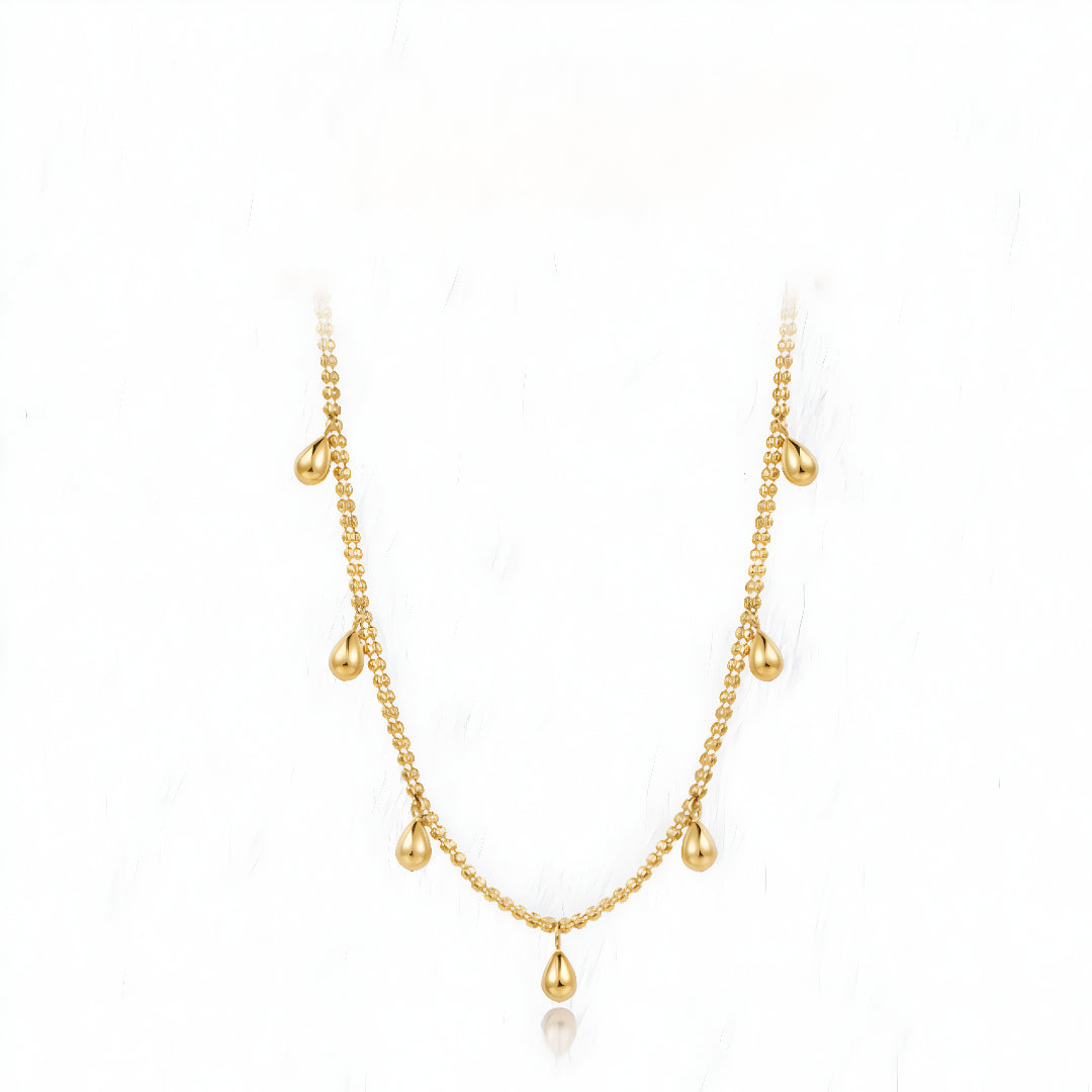 Gilded water drop 18K gold necklace natural light luxury retro clavicle chain - Gypsophila Co.