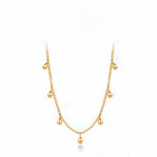 Gilded water drop 18K gold necklace natural light luxury retro clavicle chain - Gypsophila Co.