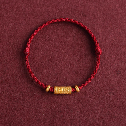 24k Pure Gold 999 Gold Beads Red Rope Braided Bracelet Men and Women Couple Good Luck Bracelet