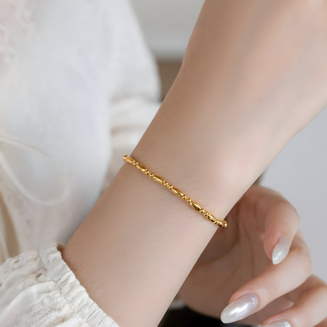 24k Pure Gold Beads Minimal Style Bracelet - Gypsophila Co.