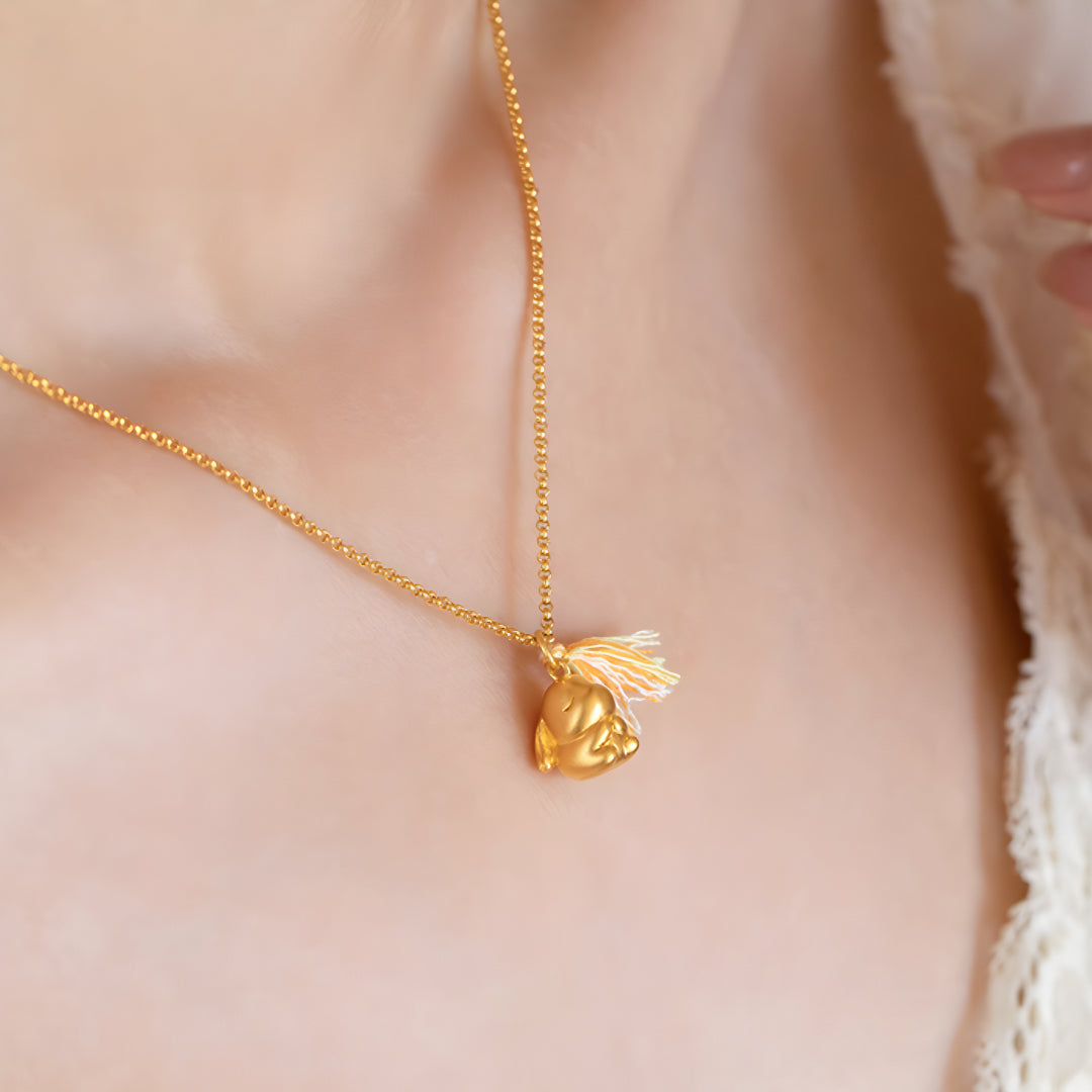 24K Pure Gold Blessing Wishing Rabbit Bunny Pendant - Gypsophila Co.