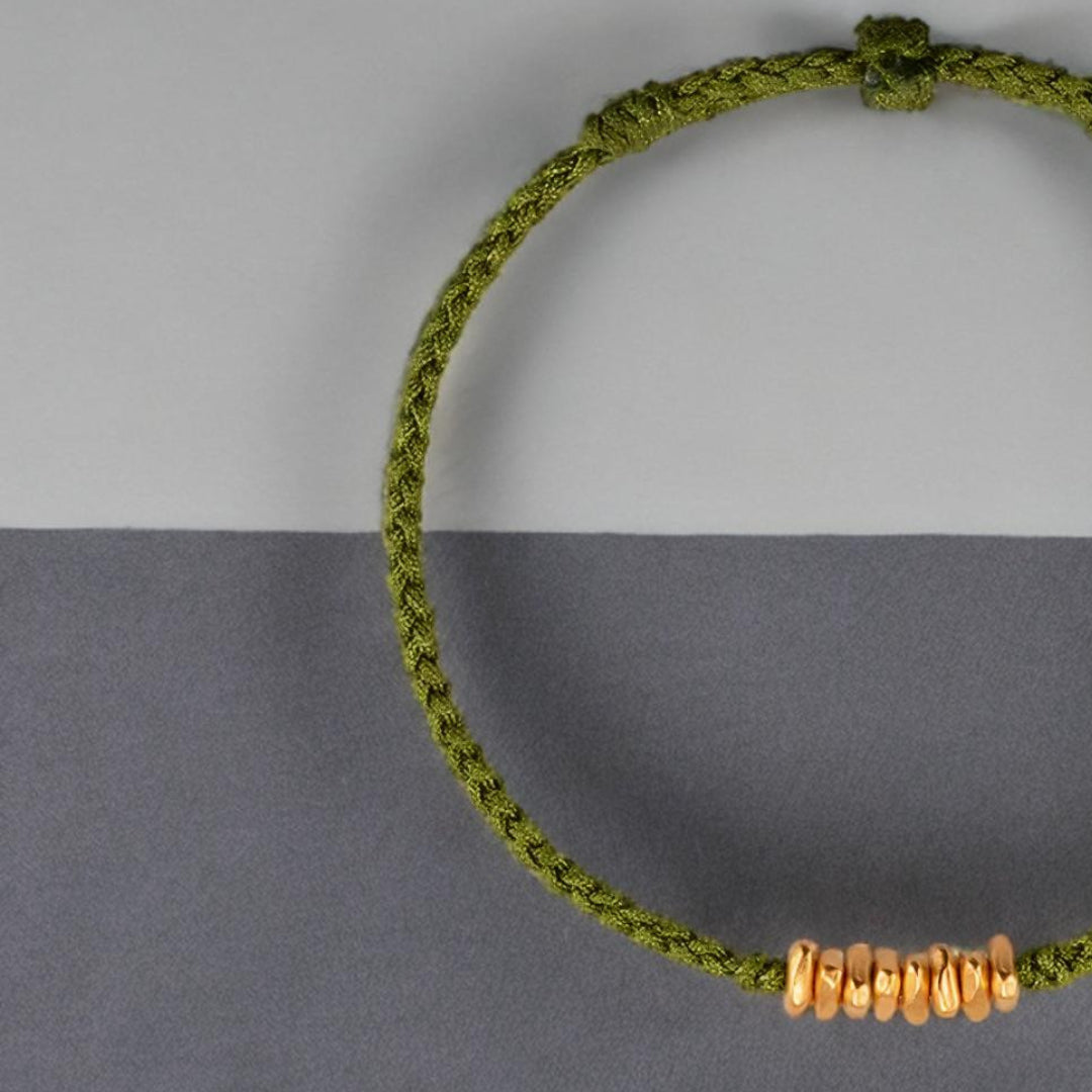 24k Pure 999 Gold Lucky Beads with Red Rope Bracelet