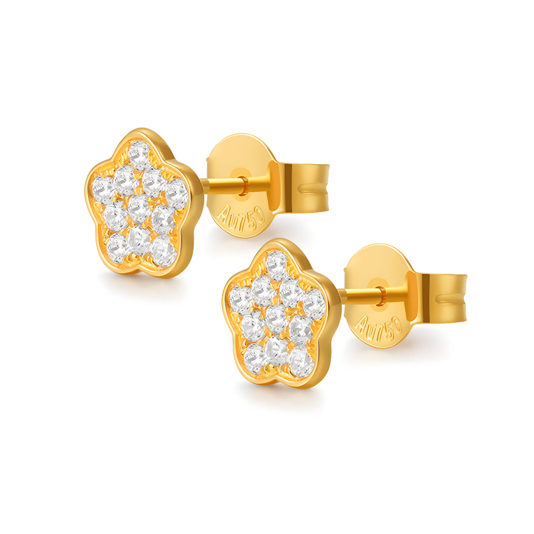 18k Pure Gold Zircon Star Stud Earrings - Gypsophila Co.
