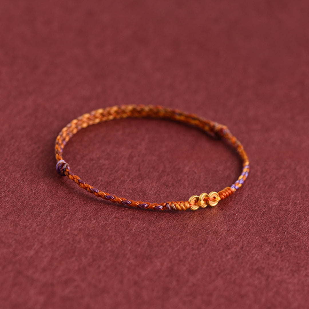 24k Mini Solid 999 Gold Coins Charm Red Rope The 9th Luck era for Men and Women Blessing and Safe Braided Bracelet