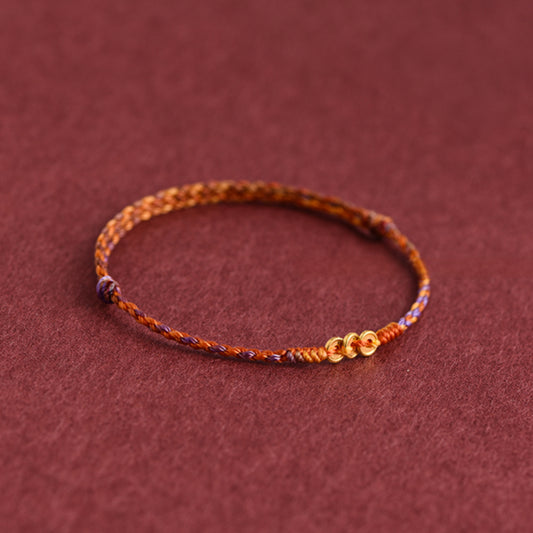 24k Mini Solid 999 Gold Coins Charm Red Rope The 9th Luck era for Men and Women Blessing and Safe Braided Bracelet