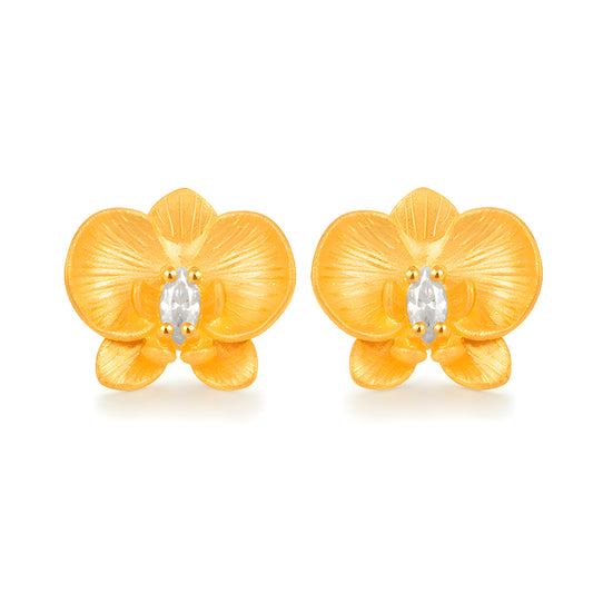 24k Pure Gold Phalaenopsis Orchid Flower Stud Earrings - Gypsophila Co.