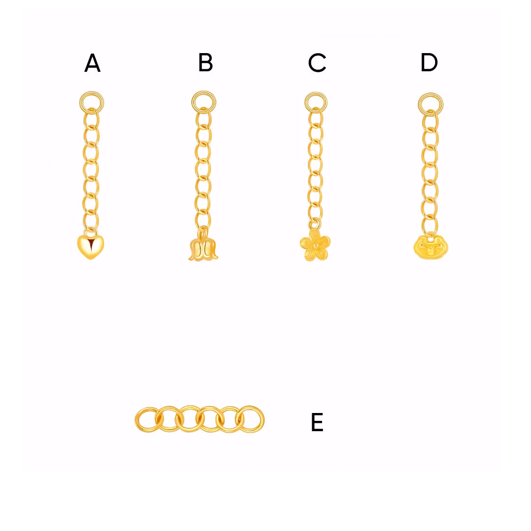 24k Pure 999 Gold D.I.Y Extension Tail Chain Buckle Accessories For Jewelry Making Craft