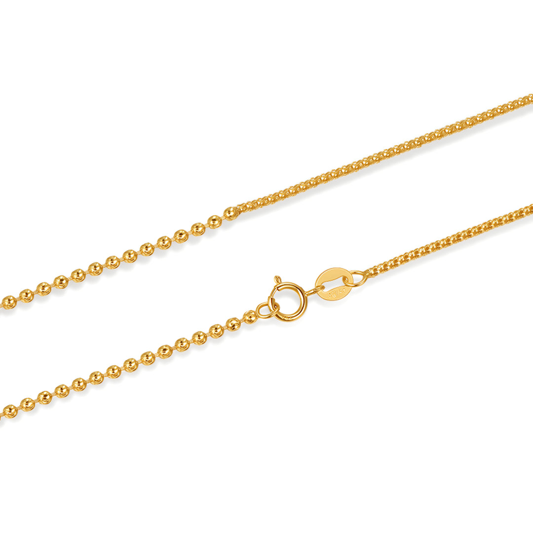18K Real Gold Cat eye Beads chain Necklace