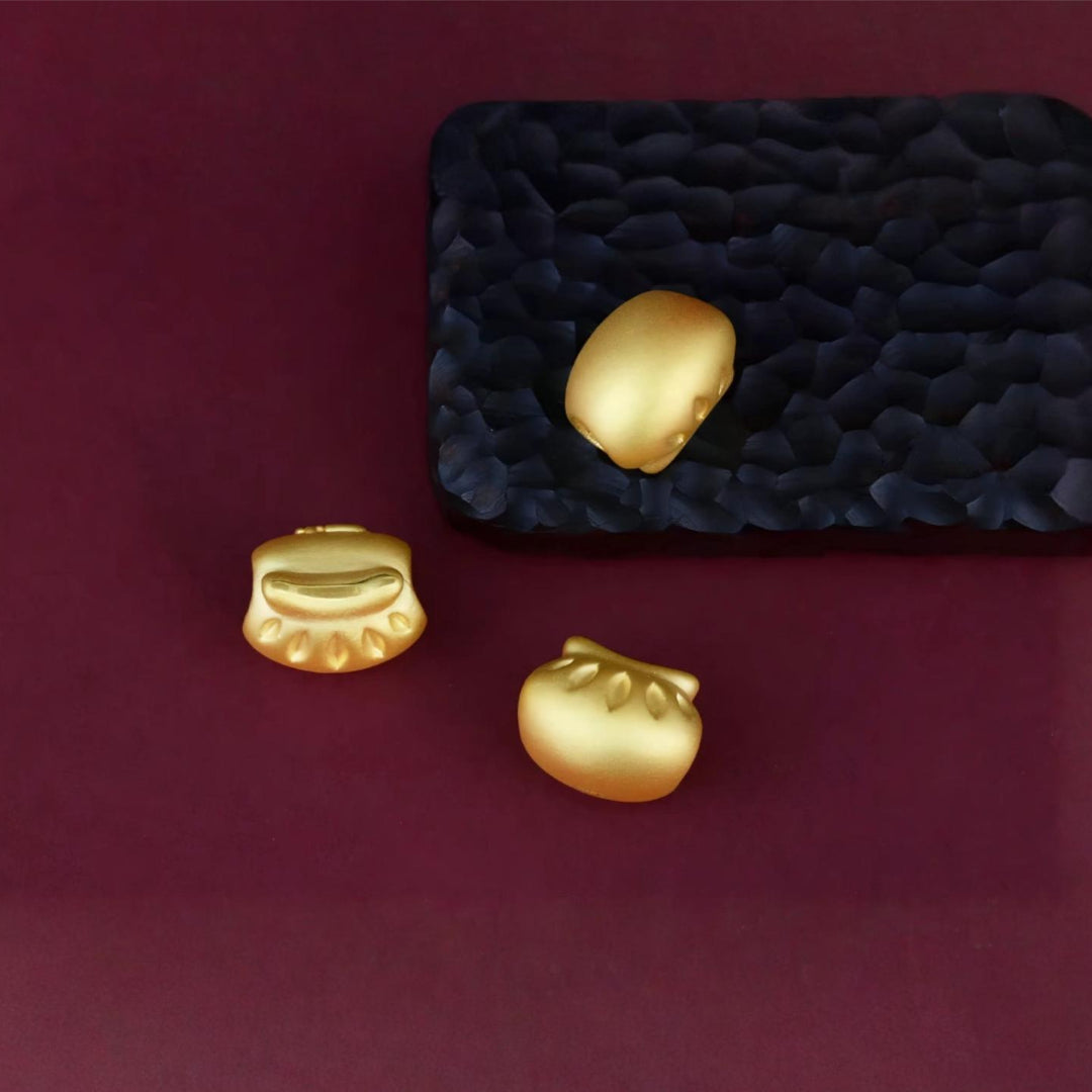 24K Pure 999 Gold Lucky Blessing Steamed Dumplings Charm Pendant