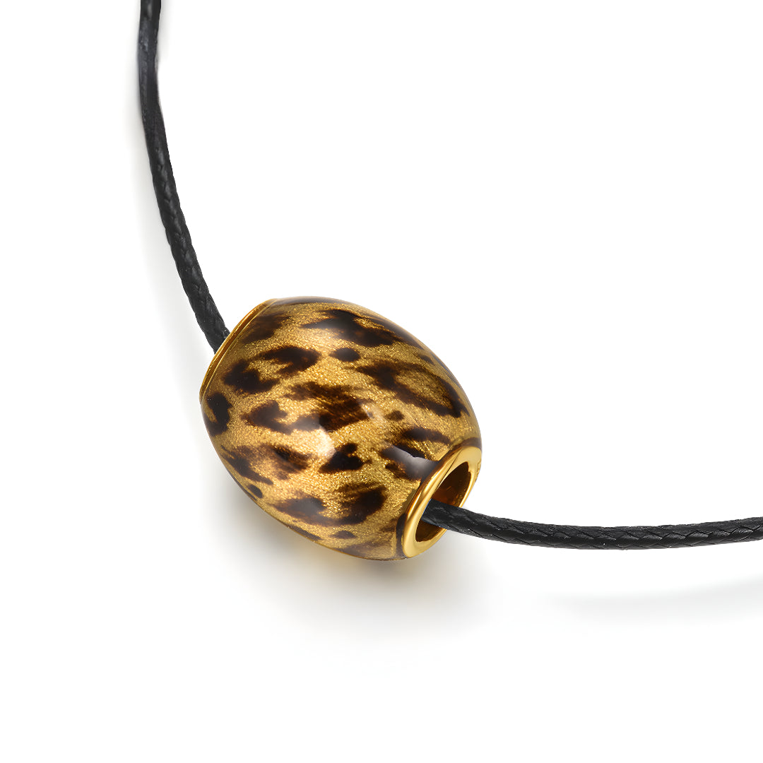 24k Gold 5D Gold Leopard Pattern Enamel Bead Pendant - Gypsophila Co.