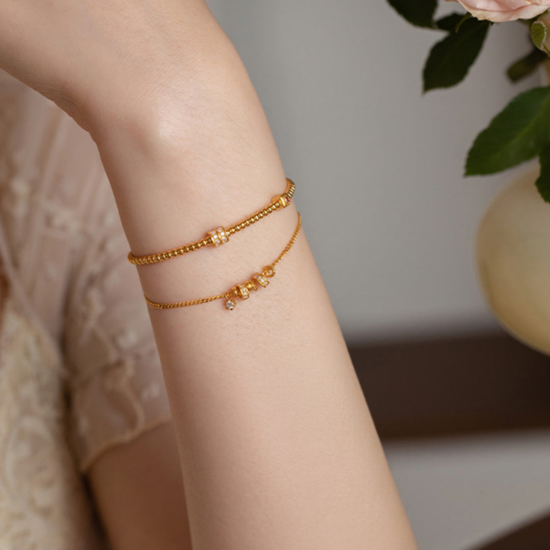 24K Real Gold Galaxy Star on the wrist Moissanite Charms Chain Bracelet