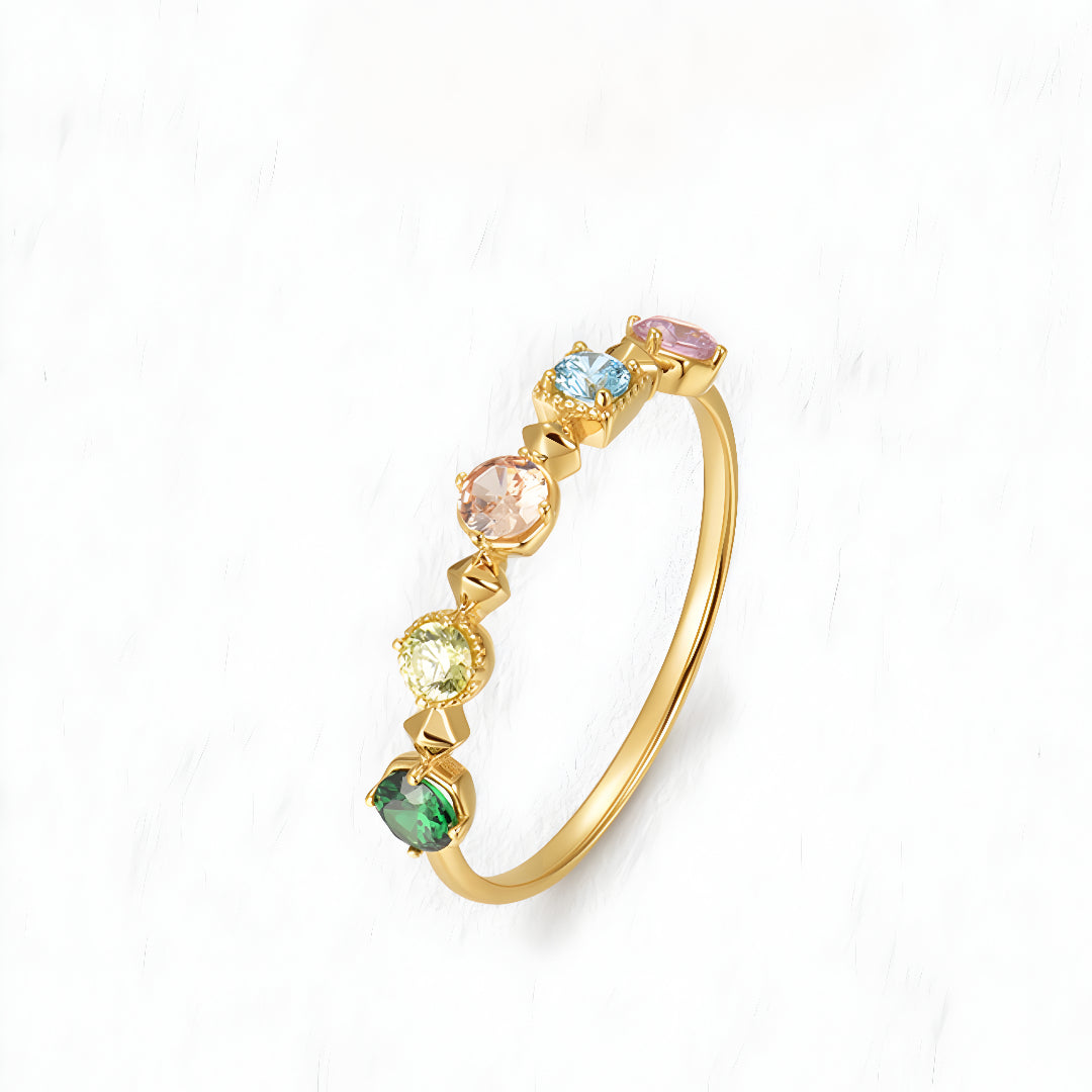 18K Gold Rainbow Summer Light Luxury Stacking Ring - Gypsophila Co.