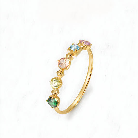 18K Gold Rainbow Summer Light Luxury Stacking Ring - Gypsophila Co.