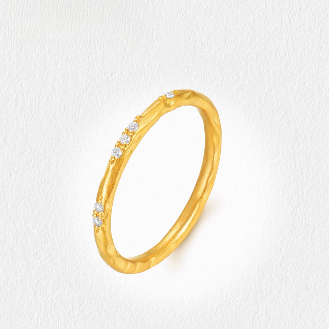 Starlight Moissanite Ring 24K Gold Ring Shining Wedding Band Proposal Ring