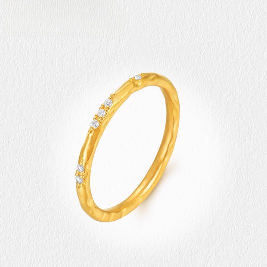 Starlight Moissanite Ring 24K Gold Ring Shining Wedding Band Proposal Ring