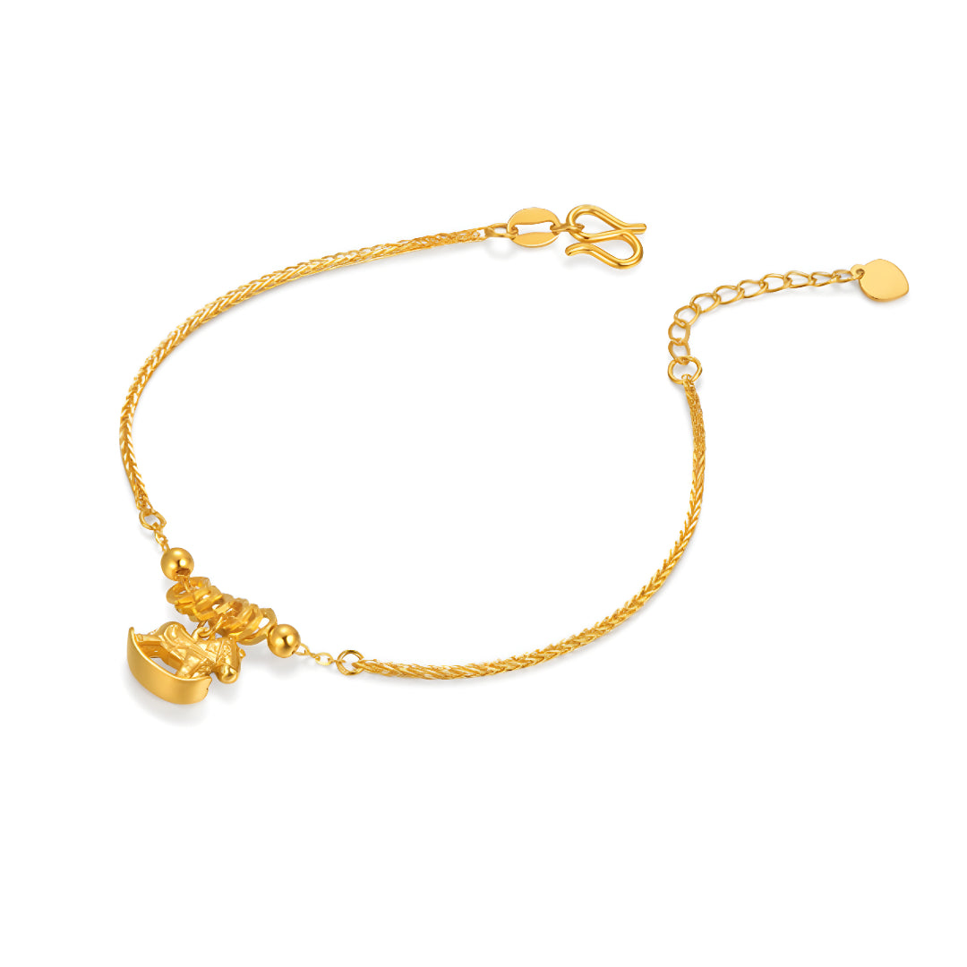 24K Pure Gold 5G Gold Pendant Trojan Rocking Horse Bracelet Bring Wealth - Gypsophila Co.