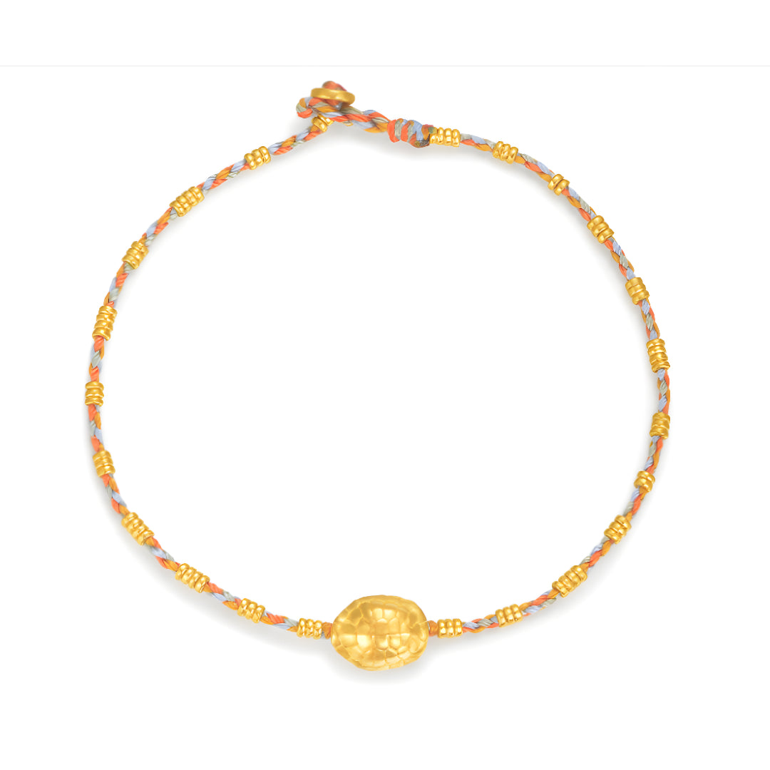 24k pure gold Turtle's shell Lucky Wealth Charm with Braided Rope Bracelet - Gypsophila Co.