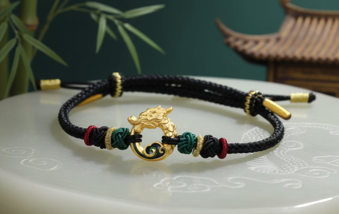 24K 999 Pure Gold Zodiac Round Dragon Good Luck Charm D.I.Y Pendant