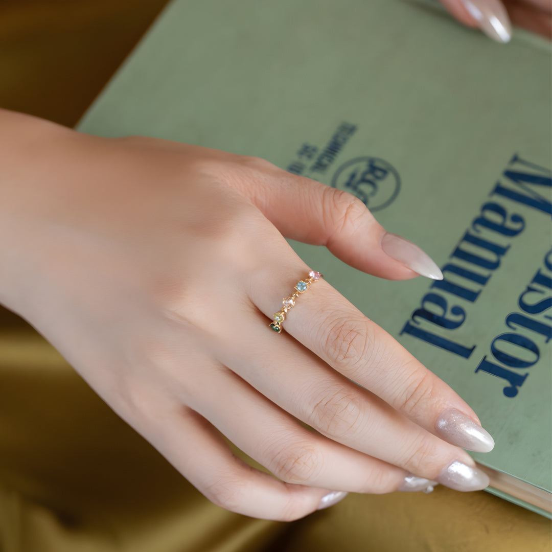 18K Gold Rainbow Summer Light Luxury Stacking Ring - Gypsophila Co.