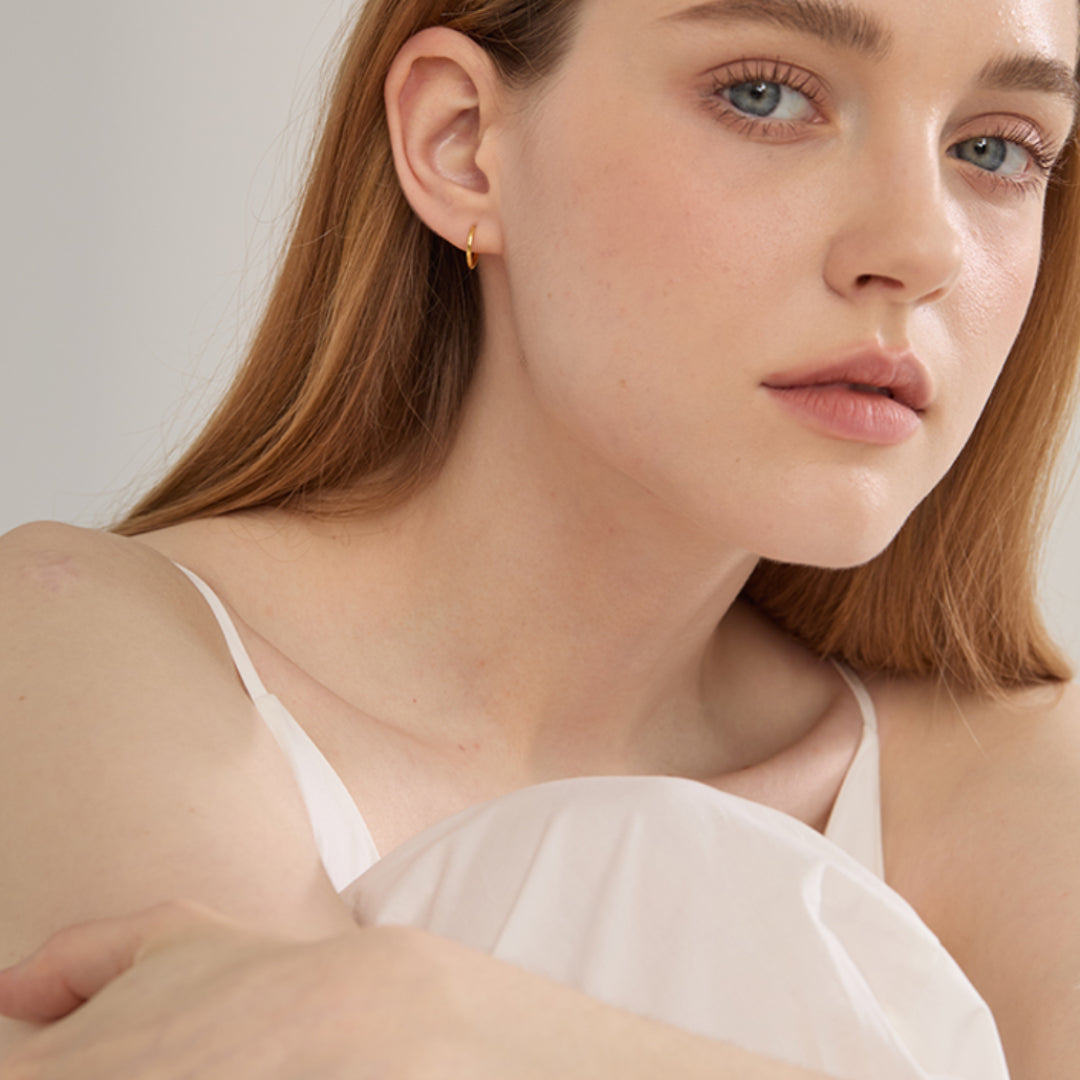 18k Real Gold Minimal Simple Hoop Earrings
