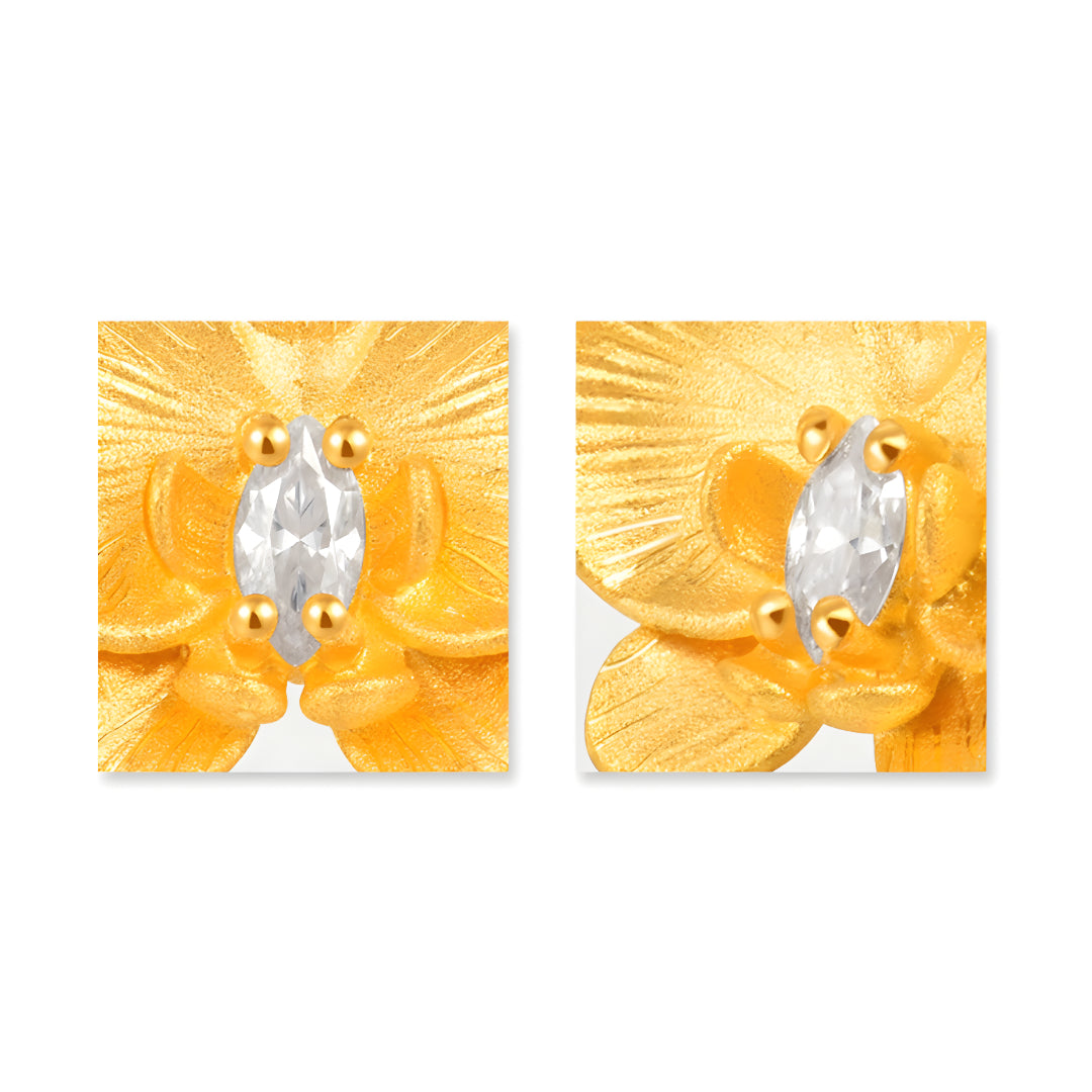 24k Pure Gold Phalaenopsis Orchid Flower Stud Earrings - Gypsophila Co.