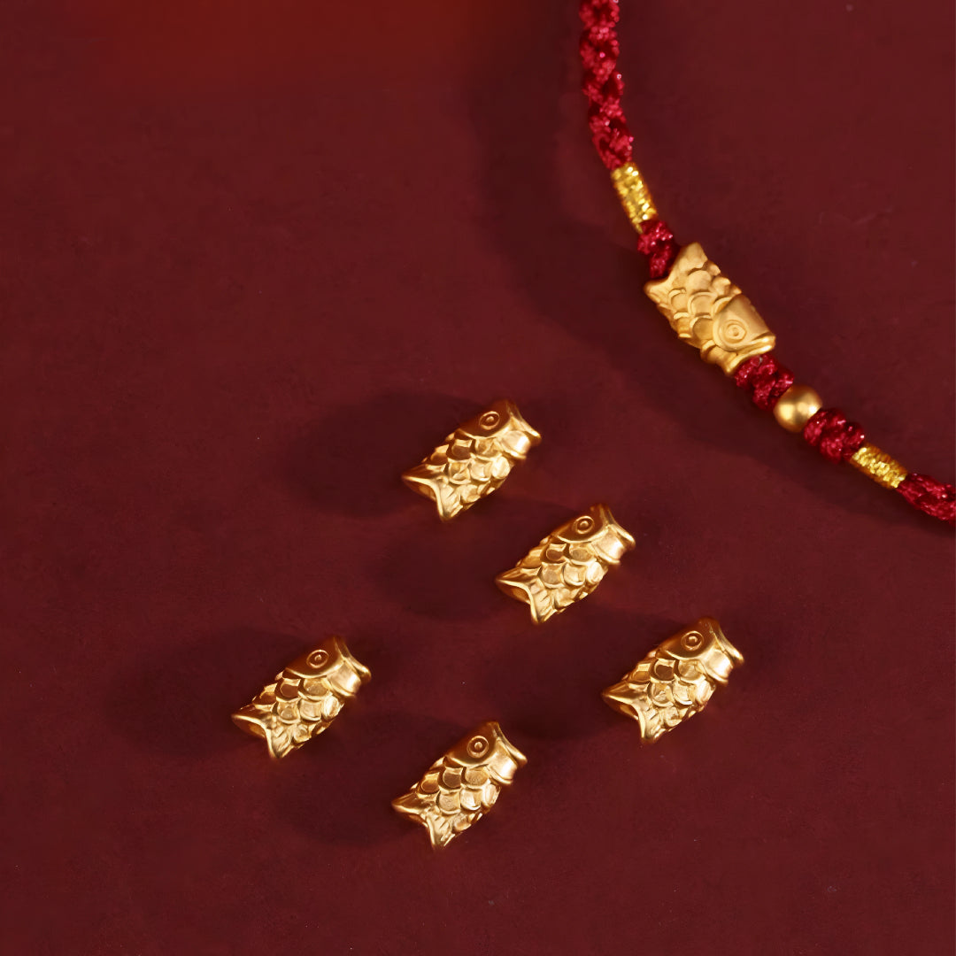 24k Solid 999 Gold Koi Carp Lucky Fish Red Rope Bracelet for Men and Women Braided Bracelet Bring Luck and Wealth