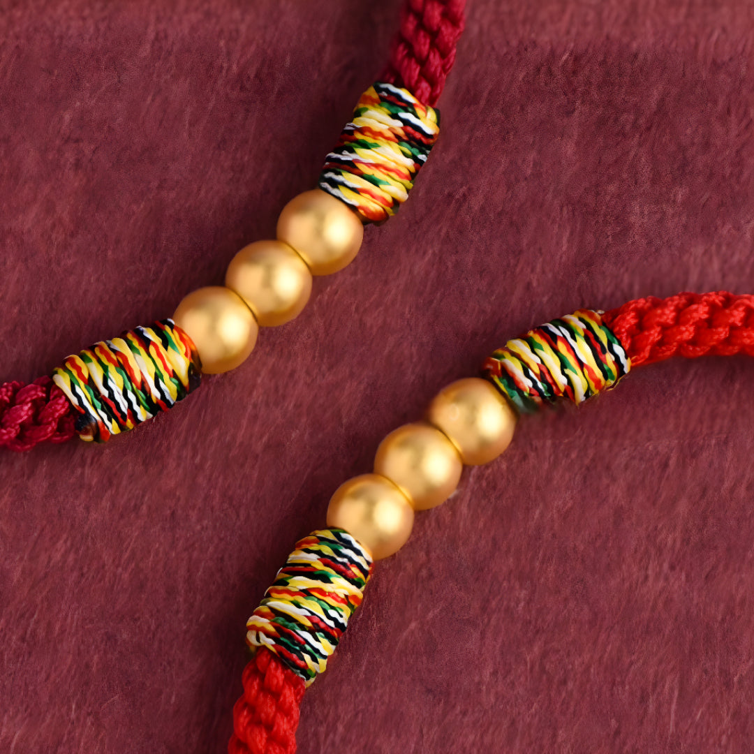 24k Solid 999 Gold Lucky Beads Red Rope Bracelet for Men and Women Blessing and Peace Braided Bracelet