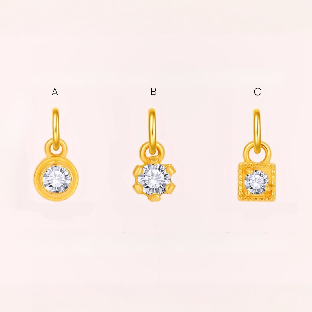 24k Pure 999 Gold Moissanite Round Sugar Cube Pendant D.I.Y Charm Accessory