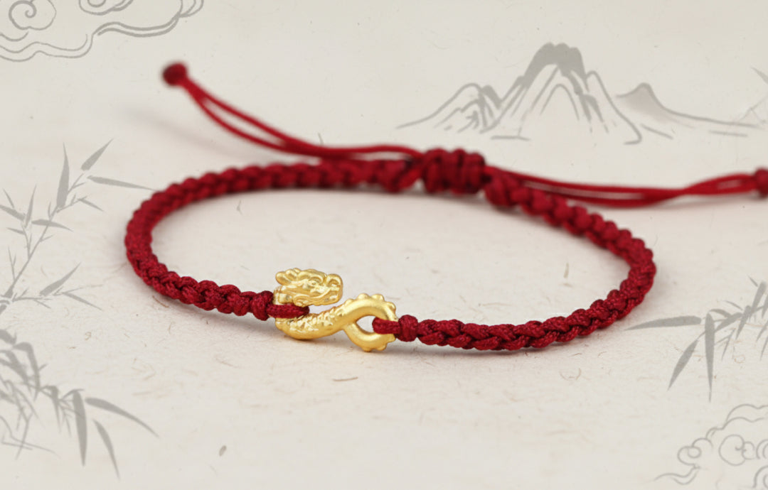 24k 999 Pure Gold 3D Hard Gold Zodiac Dragon Hook D.I.Y Charm Buckle