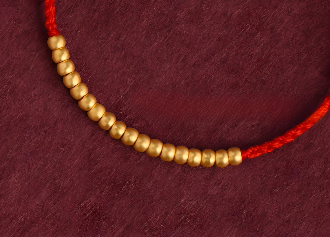 24k Solid 999 Gold Beads Red Rope Bracelet for Men and Women Blessing and Peace Braided Bracelet