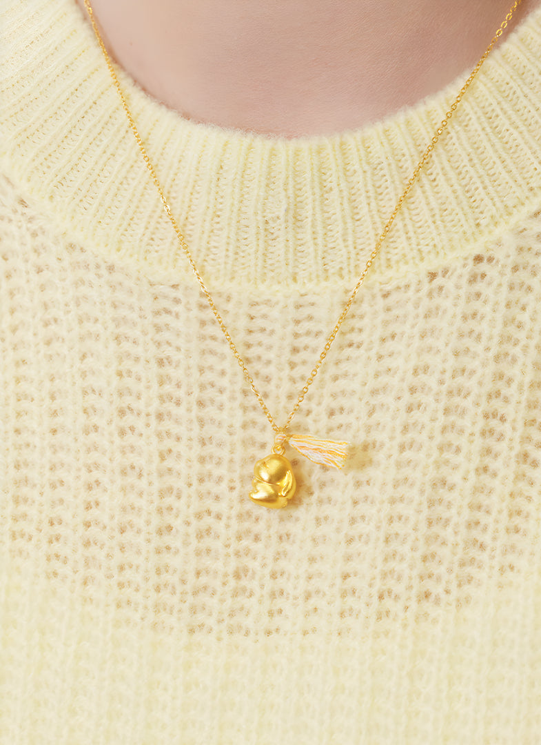 24K Pure Gold Blessing Wishing Rabbit Bunny Pendant - Gypsophila Co.