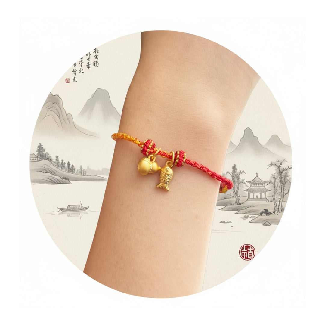 24k Solid Gold 999 Gold Gourd or Small Fish Pendant for Wealth and Fortune D.I.Y Charm