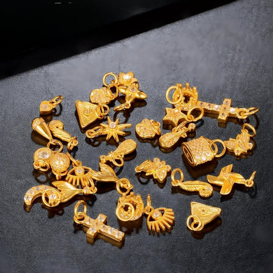 24k Pure 999 Gold Moissanite Star Moon Butterfly Gourd Small D.I.Y Charm