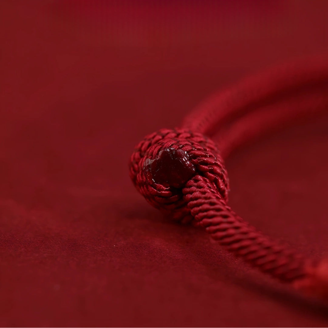 24k Solid 999 Gold Blessing Beads with Red String Braided Rope Bracelet and Anklet for Good Luck