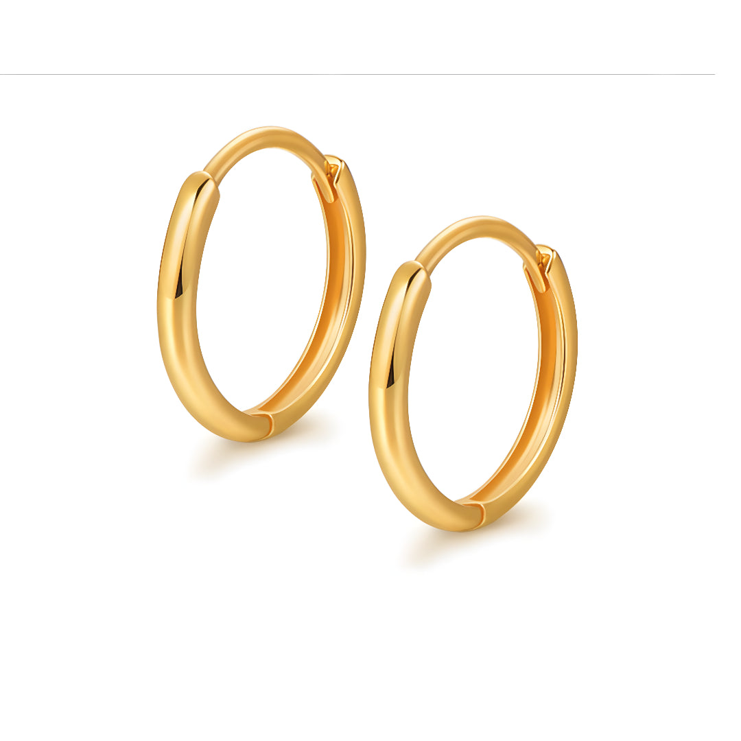 18k Real Gold Minimal Simple Hoop Earrings