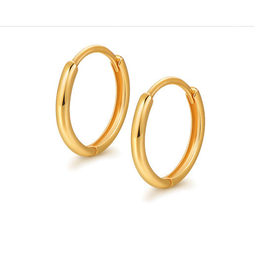 18k Real Gold Minimal Simple Hoop Earrings